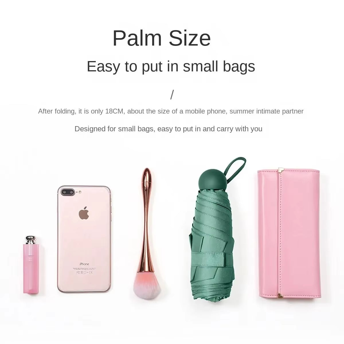 Portable Capsule Umbrella - Mini Sunshade and Rain Protection with Black Rubber Alloy Handle, Foldable Design for Dual Use