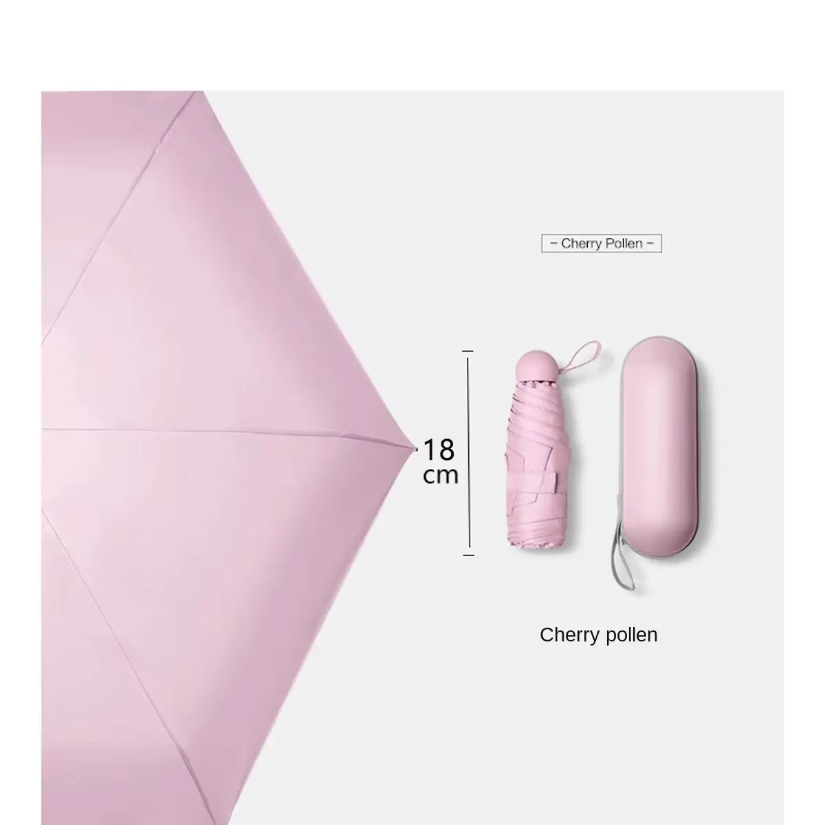 Portable Capsule Umbrella - Mini Sunshade and Rain Protection with Black Rubber Alloy Handle, Foldable Design for Dual Use